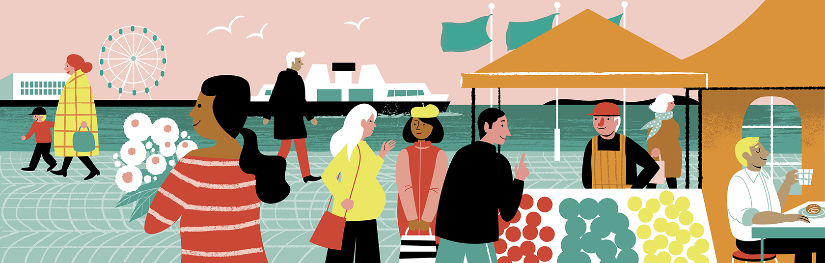 Illustration of people in Market Square